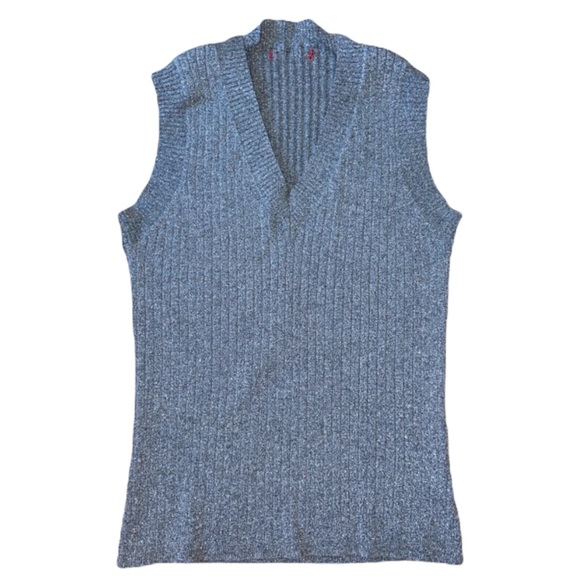 Women’s Sparkly Grey Sweater Vest Top - Picture 1 of 3